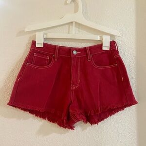 Red high waisted Denim shorts
